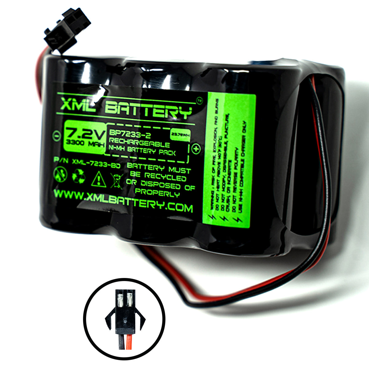 Batterie Ni-MH 7.2V 2400mAh Avec Chargeur USB - Connecteur Jack SM 2P + Adaptateurs KET/JST - Pour Jouets RC, Véhicules - 12