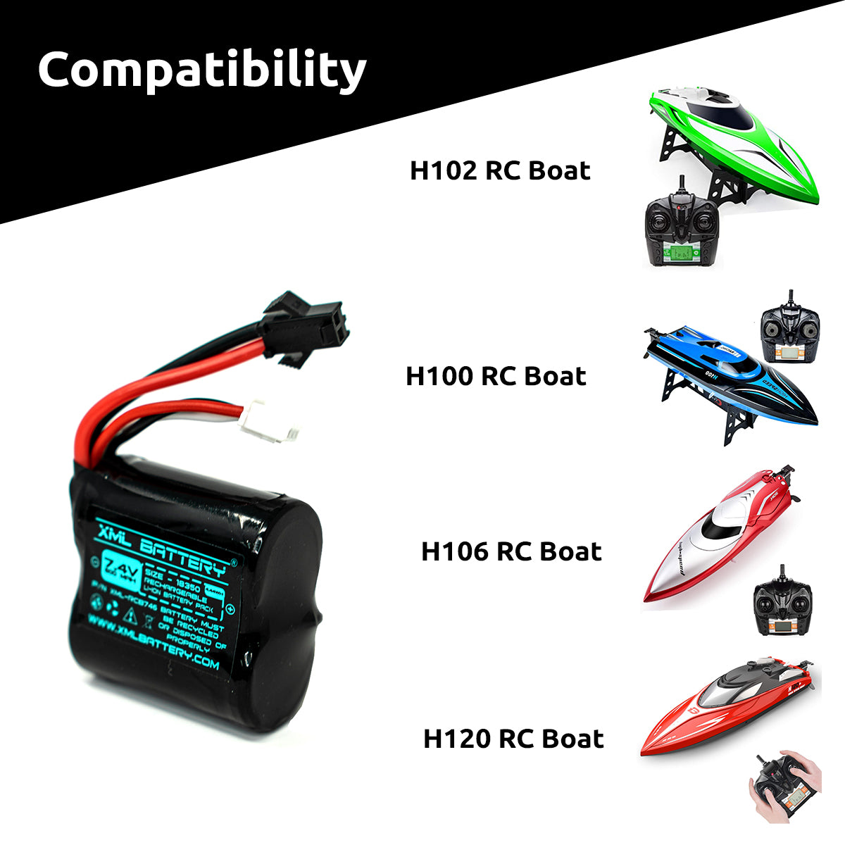 Batterie Li-ion 7.4V 600mAh Pour Bateau RC - Compatible Skytech H100/H102, Syma Q2/Q3, 48g
