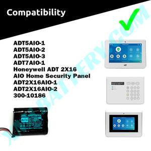 Honeywell ADT 2X16 AIO Home Security Panel Rechargeable Lithium-ion Battery
