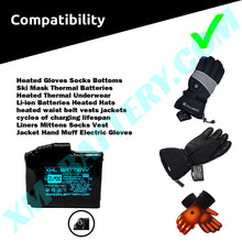 (4 Pack) 7.4v 3000mAh Rechargeable Li-ion Battery for Heated Gloves