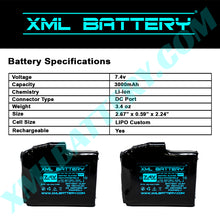(4 Pack) 7.4v 3000mAh Rechargeable Li-ion Battery for Heated Gloves