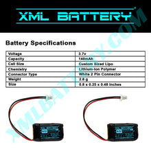 (2 Pack) 3.7v 140mAh Rechargeable Li-PO Battery Replacement for Bluetooth Headset