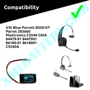 (2 Pack) 3.7v 140mAh Rechargeable Li-PO Battery Replacement for Bluetooth Headset