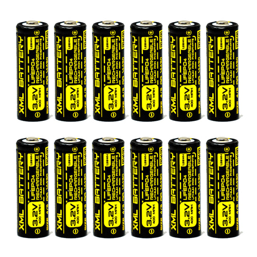 (12 Pack) IFR 14430P LIFEPo4 Battery 3.2v 400mAh For Solar Outdoor and others
