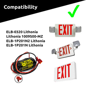ELB1P201N2 ELB-1P201N2 Lithonia Battery Ni-CD Rechargeable Battery Pack Replacement for Exit Sign Emergency Light