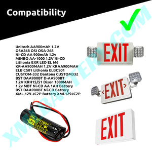 Ni-CD AA 900mAh 1.2v MINBO AA-1000 Battery Pack for Exit Sign Emergency Light