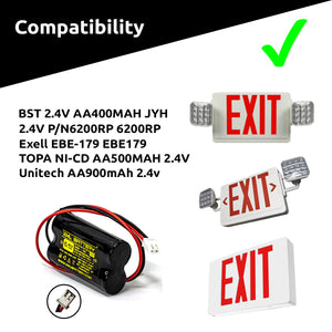 BST 2.4V AA400MAH JYH AA 400mAh Battery Pack Replacement for Exit Sign Emergency Light
