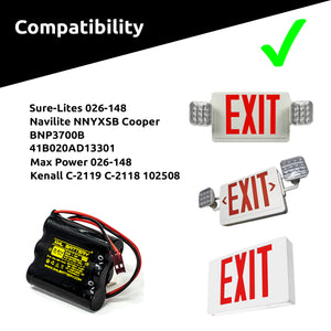 Kenall C-2118 Battery C2118 Pack Replacement for Exit Sign Emergency Light