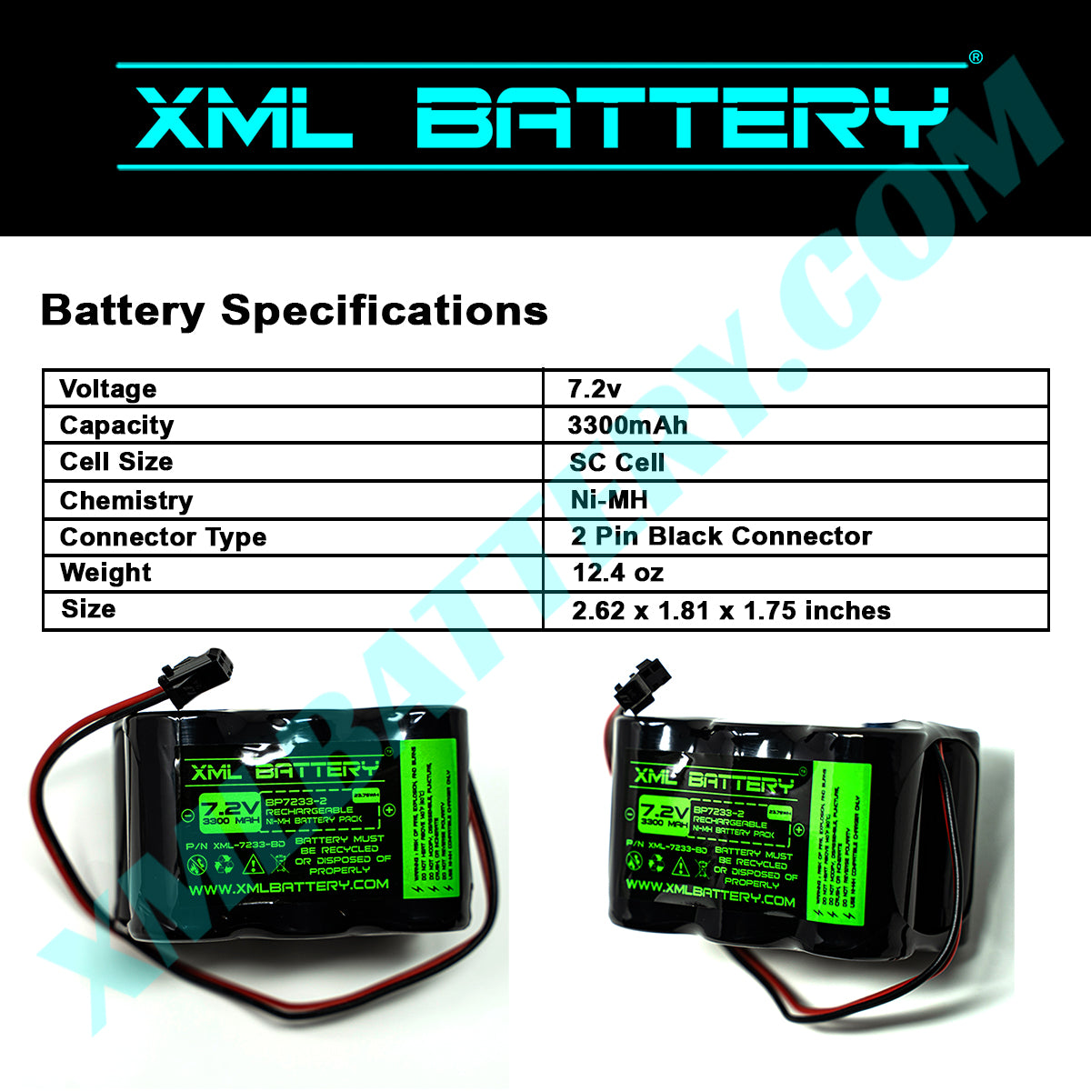 7.2V NIMH 2100mAh Custom Packs Battery 2GIG-BATT1 CUSTOM 7.2V NIMH 2100mAh Custom Packs Battery 2GIG-BATT1 CUSTOM