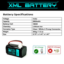 14.8v 2800mAh Li-on Battery Pack Replacement for Vacuum Cleaner Robot