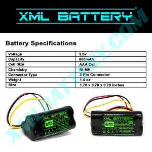 3.6v 800mAh Rechargeable Ni-MH Battery Pack Replacement for Barcode Scanner